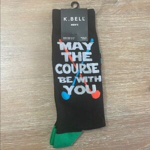K-Bell Men's  Crew Socks NWT May The Course Be With You